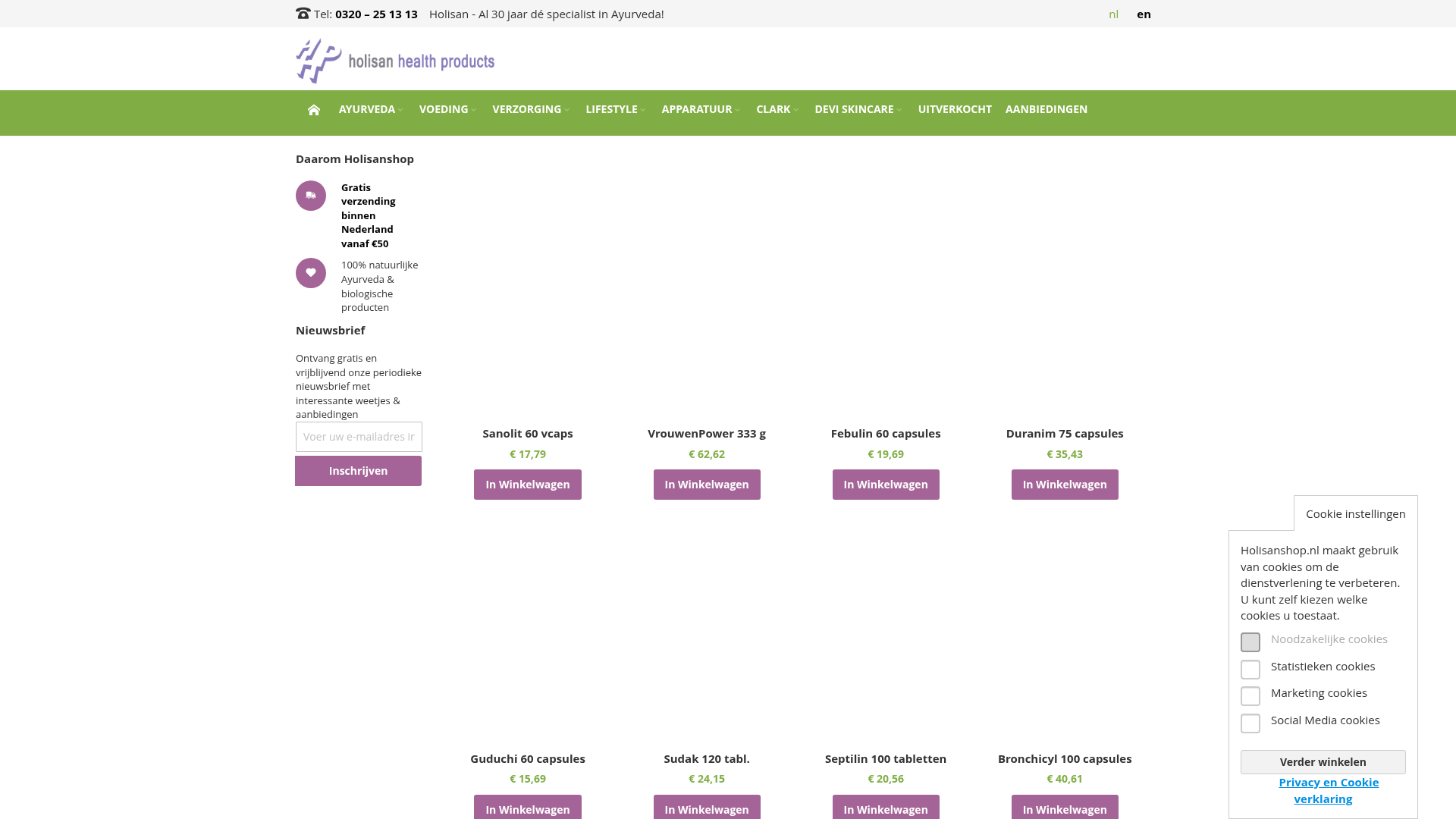 Screenshot van pranayur.nl