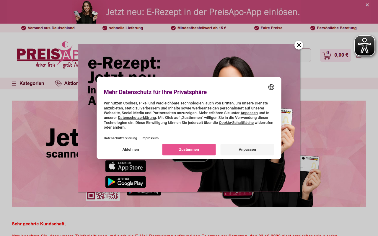 Screenshot van preisapo.de