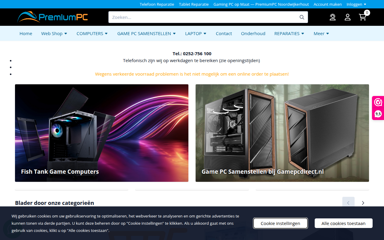 Screenshot van premiumpc.nl