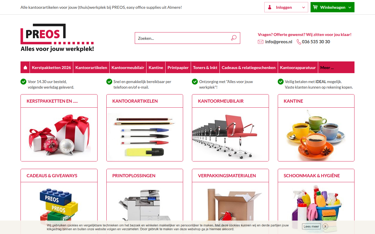 Screenshot van preos.nl