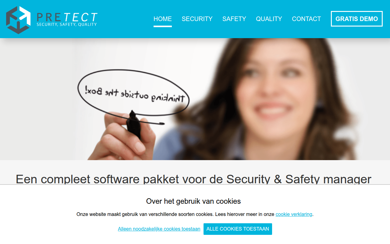 Screenshot van pretect.nl