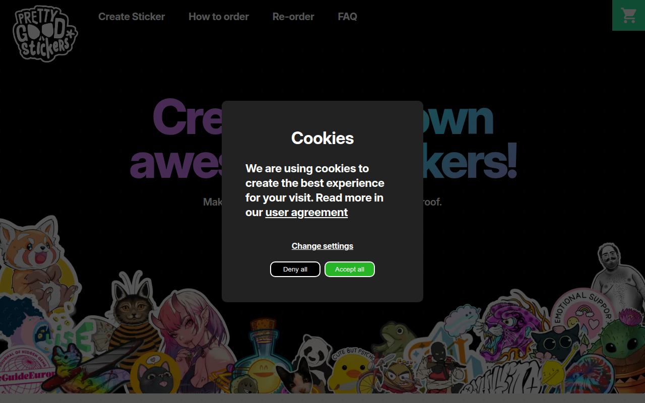 Screenshot van prettygoodstickers.com