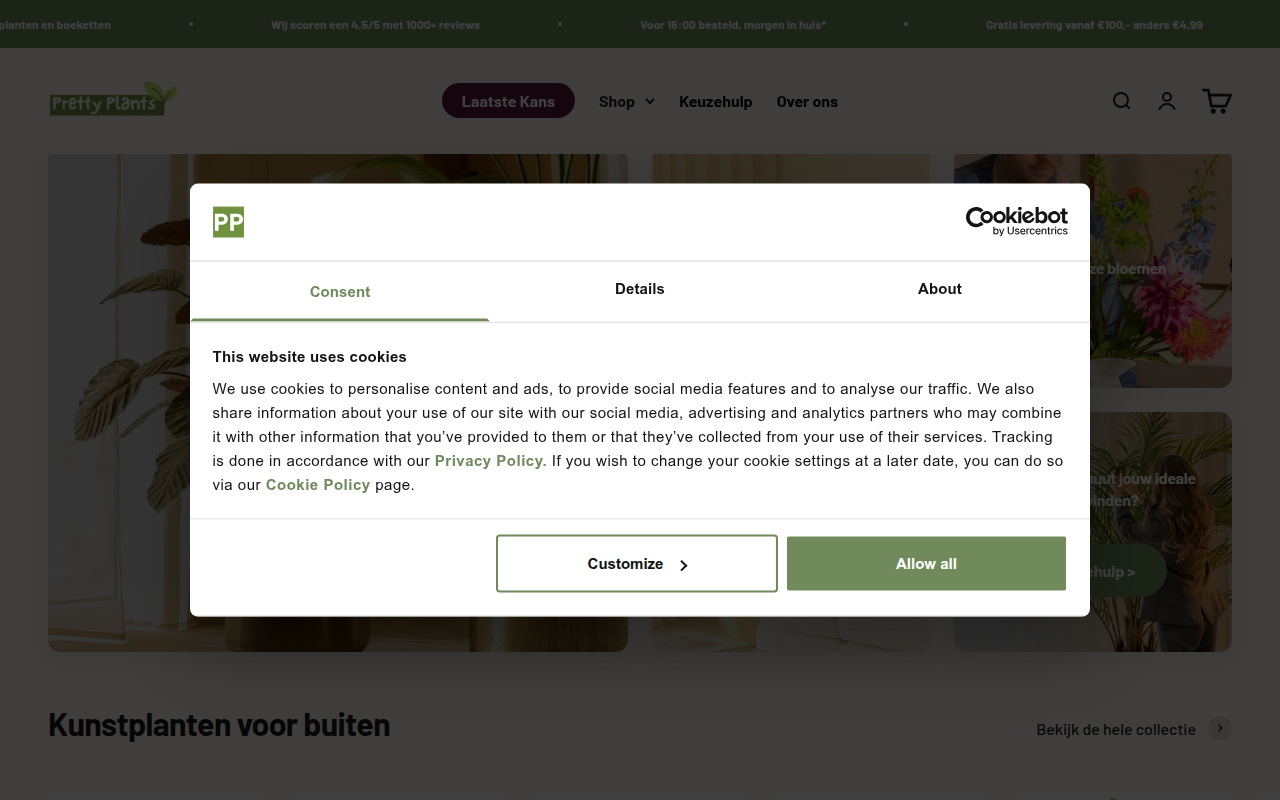 Screenshot van prettyplants.nl