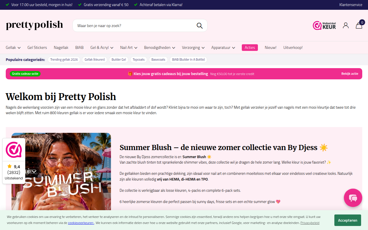 Screenshot van prettypolish.nl