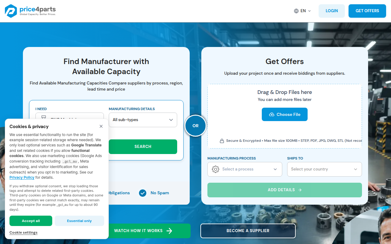 Screenshot van price4parts.com