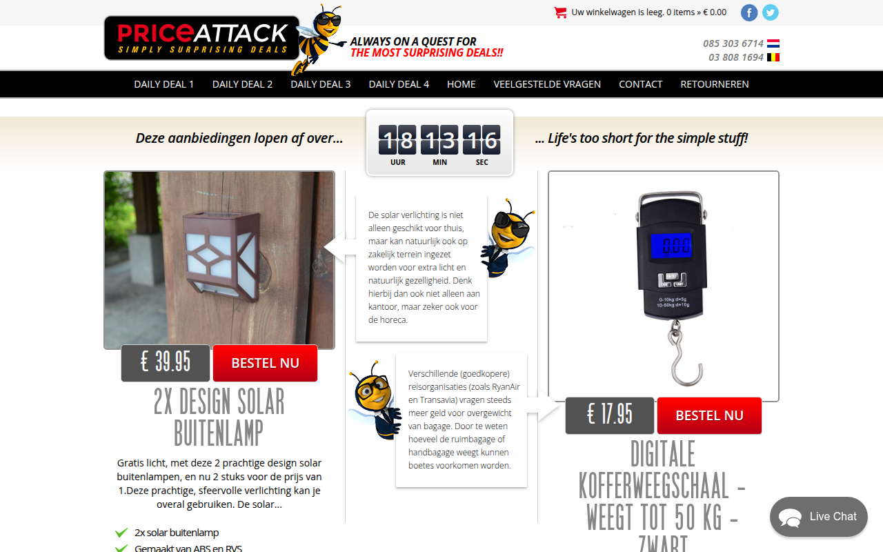 Screenshot van priceattack.nl