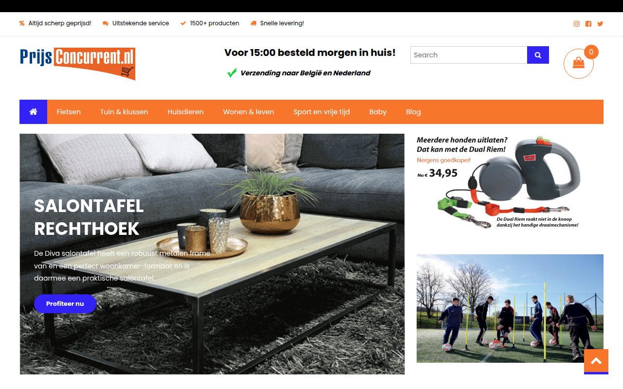 Screenshot van prijsconcurrent.nl