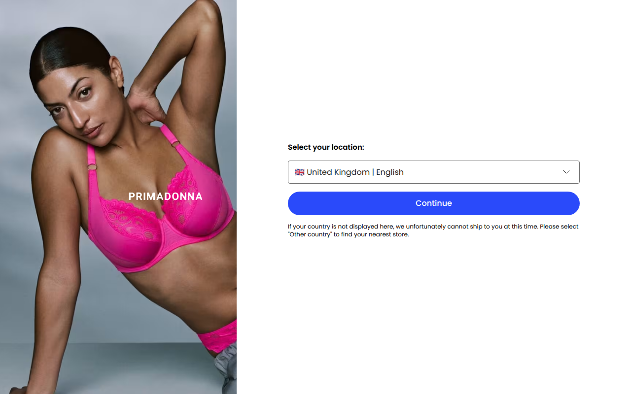 Screenshot van primadonna.com