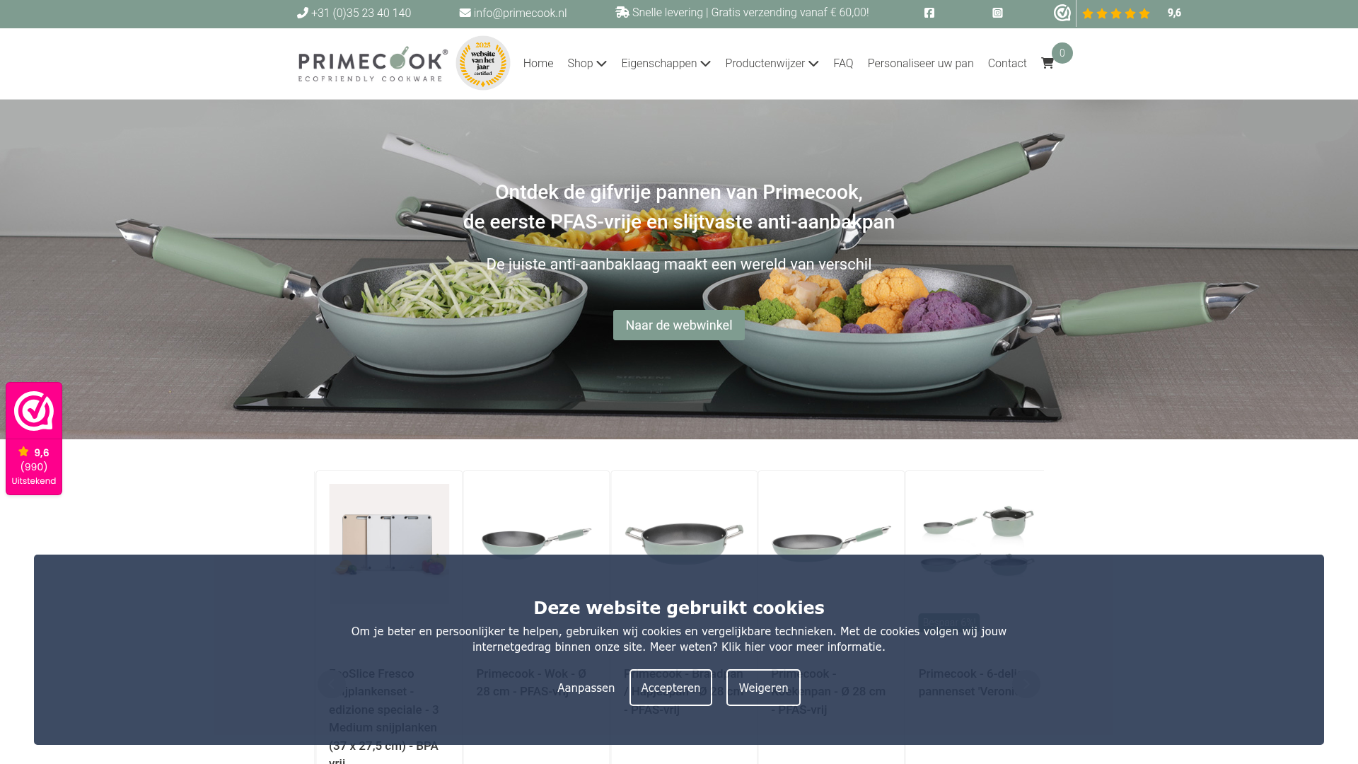Screenshot van primecook.nl