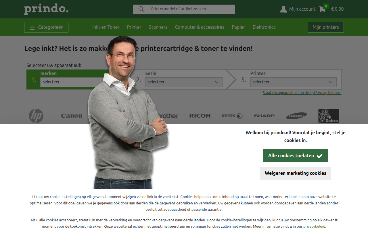Screenshot van prindo.nl
