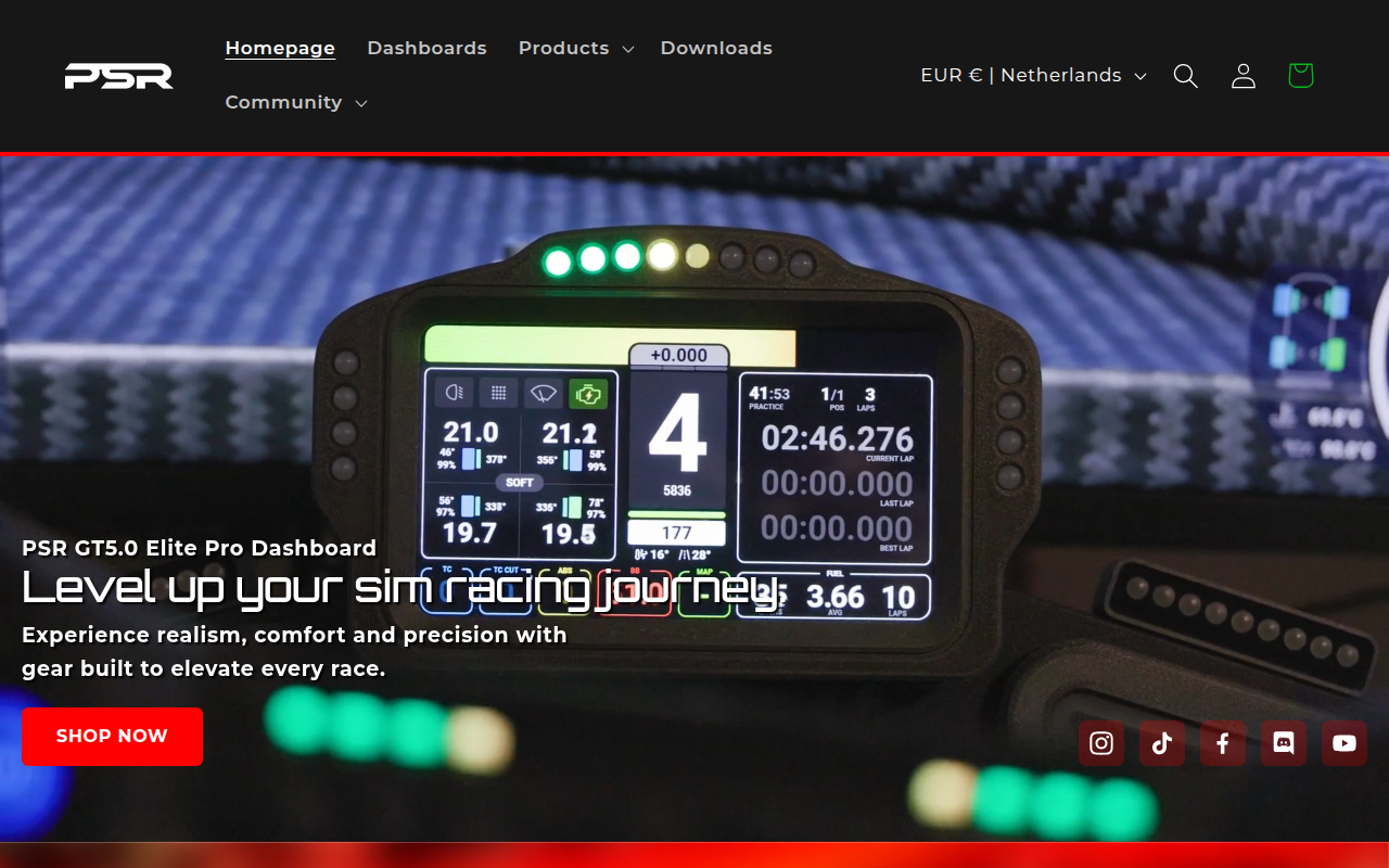 Screenshot van printedsimracing.com