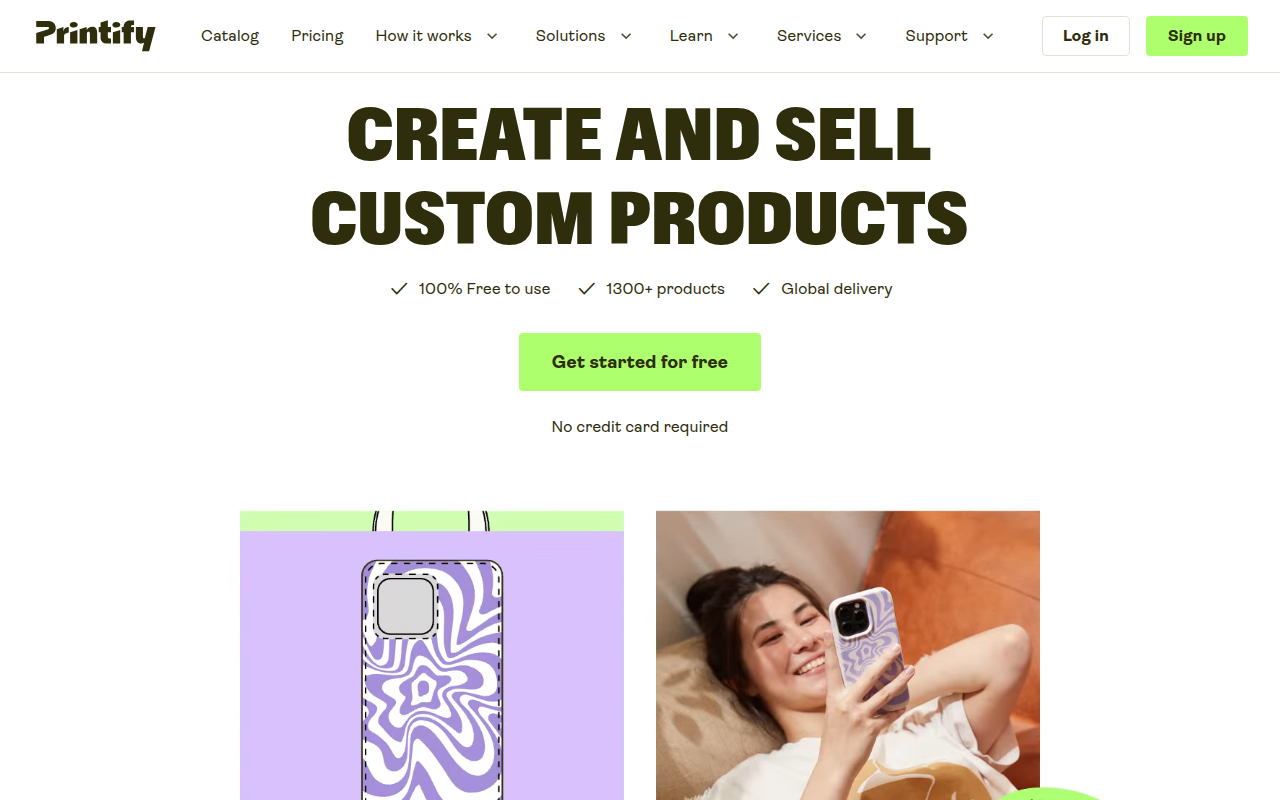 Screenshot van printify.com