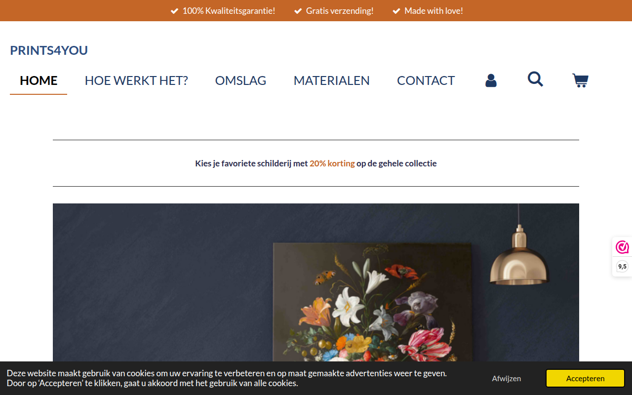 Screenshot van prints4you.nl