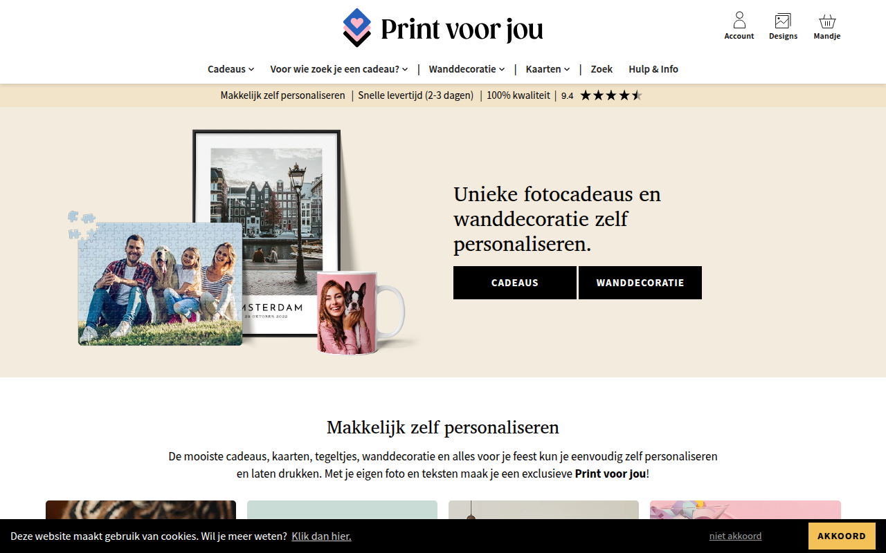 Screenshot van printvoorjou.nl