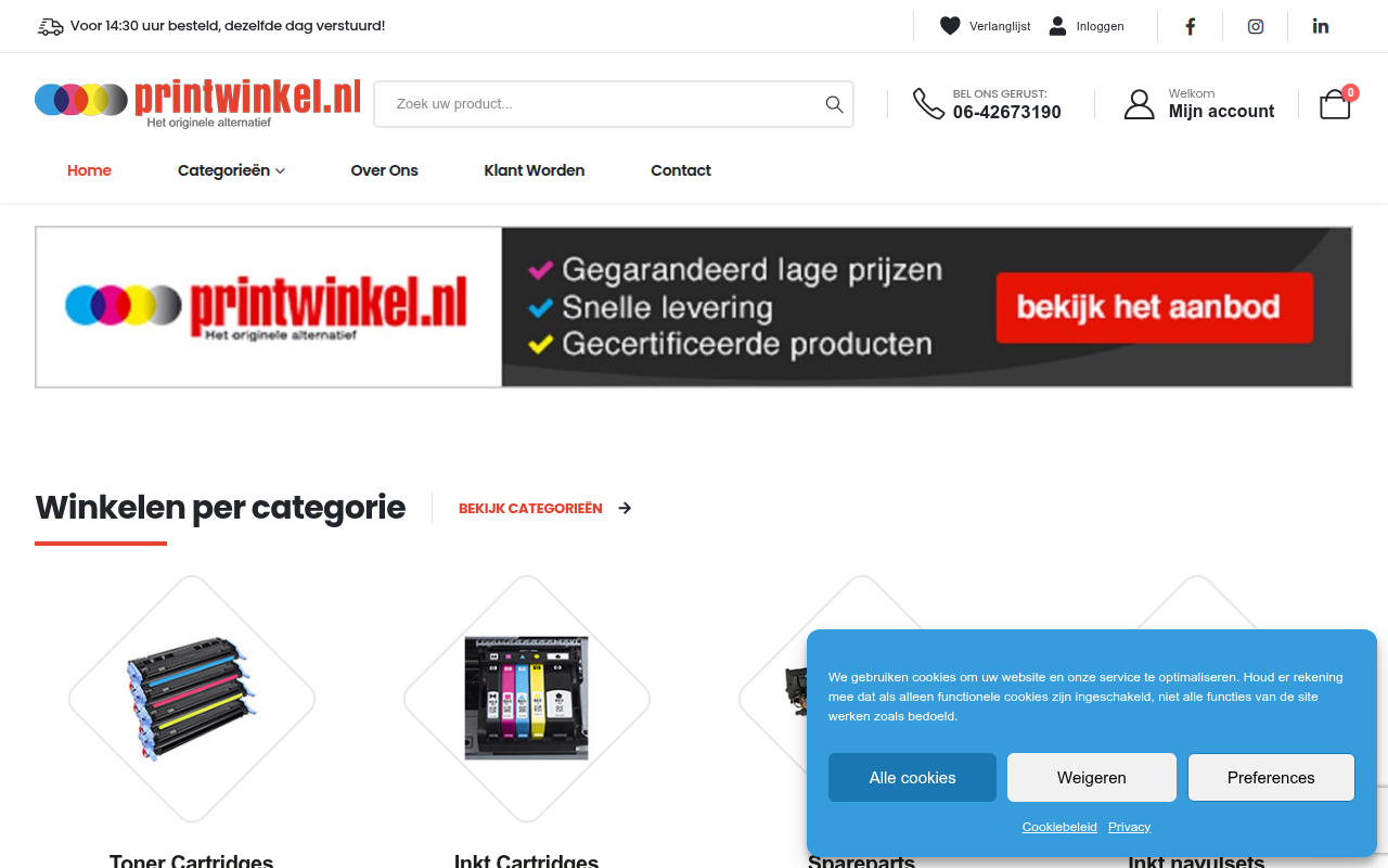 Screenshot van printwinkel.nl