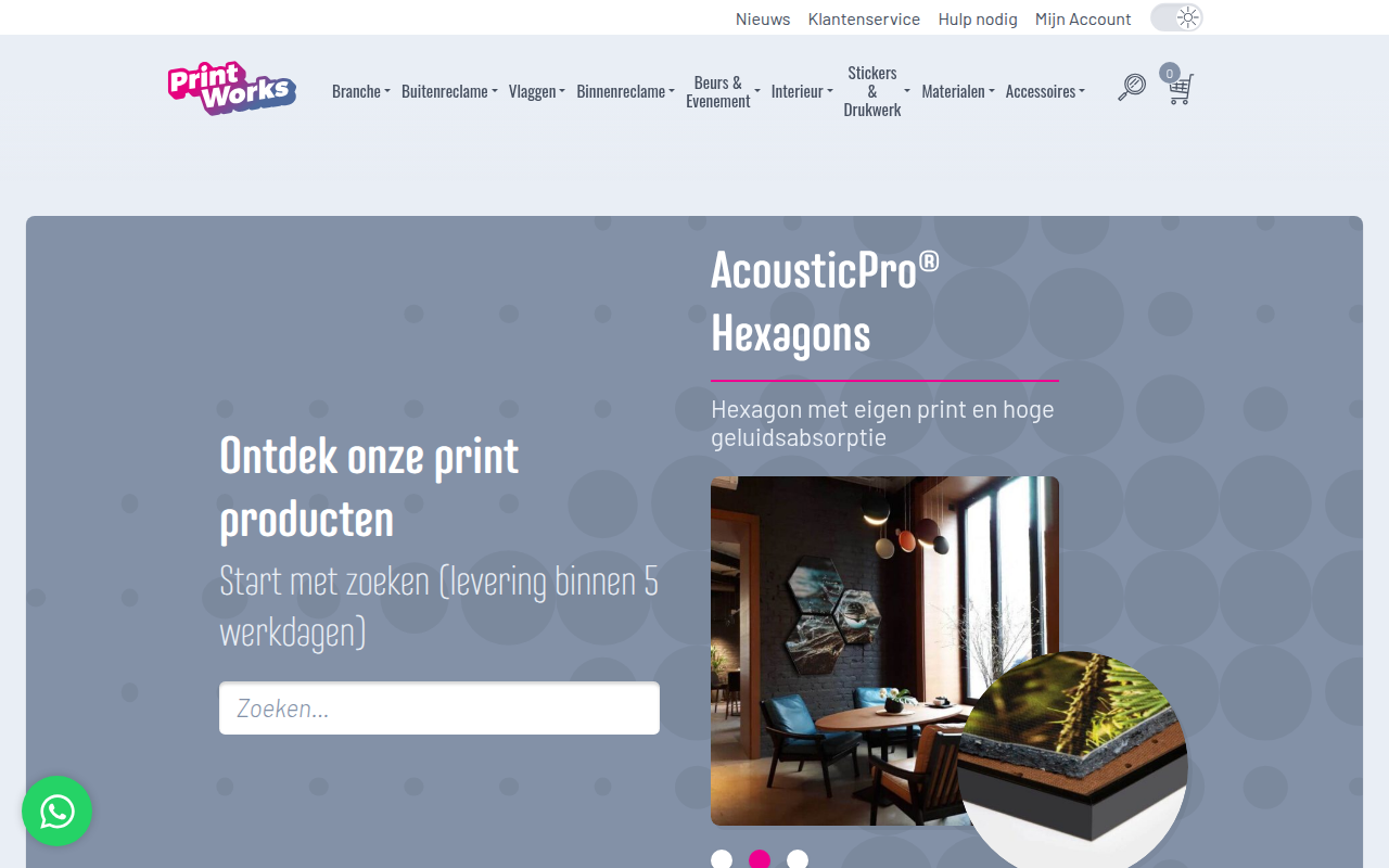 Screenshot van printworks.nl