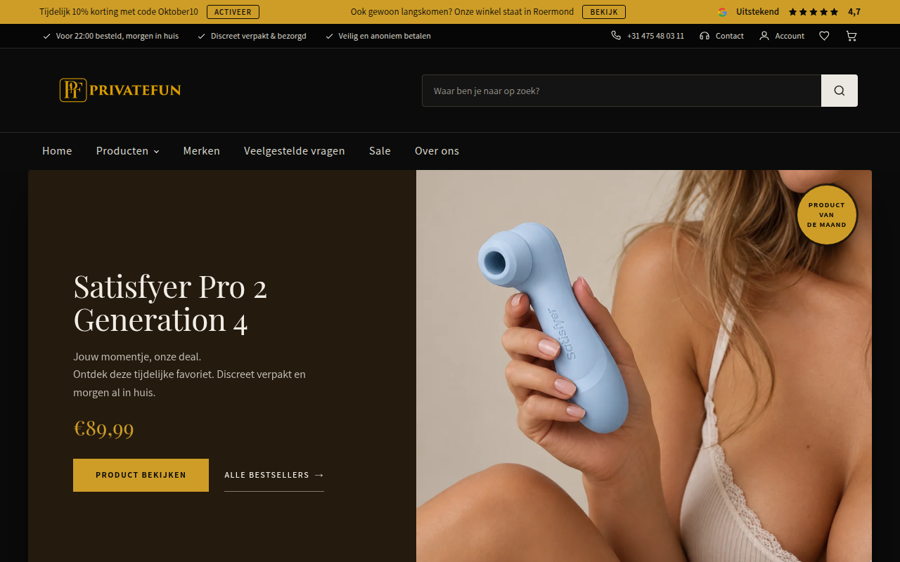 Screenshot van privatefun.nl