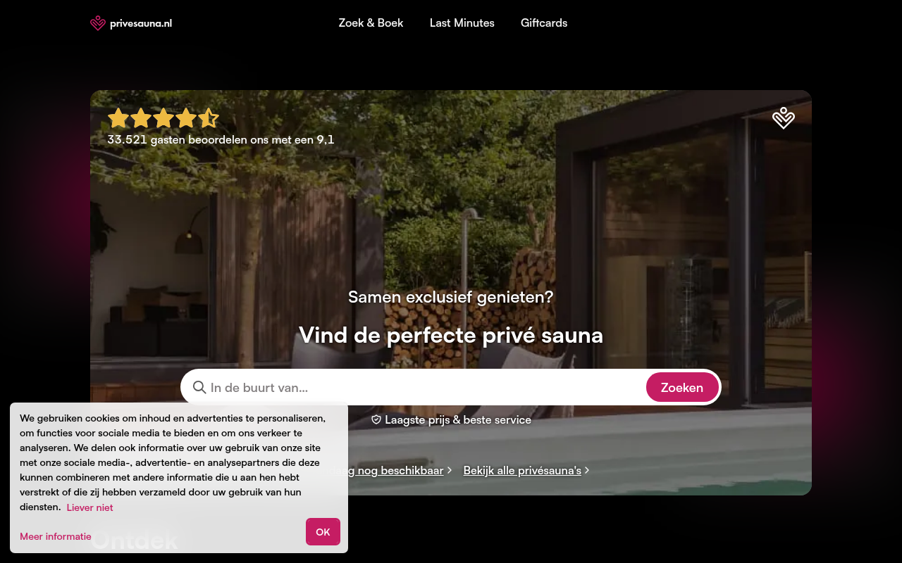 Screenshot van privesauna.nl