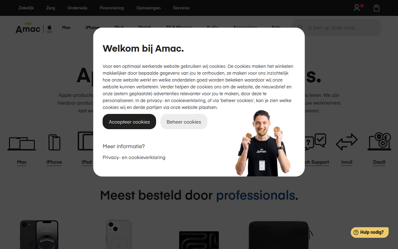 Screenshot van pro.amac.nl