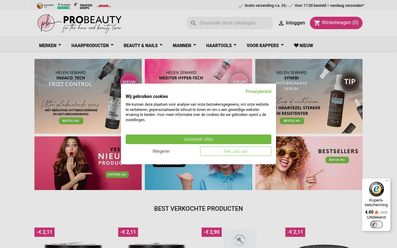 Screenshot van probeauty.nl
