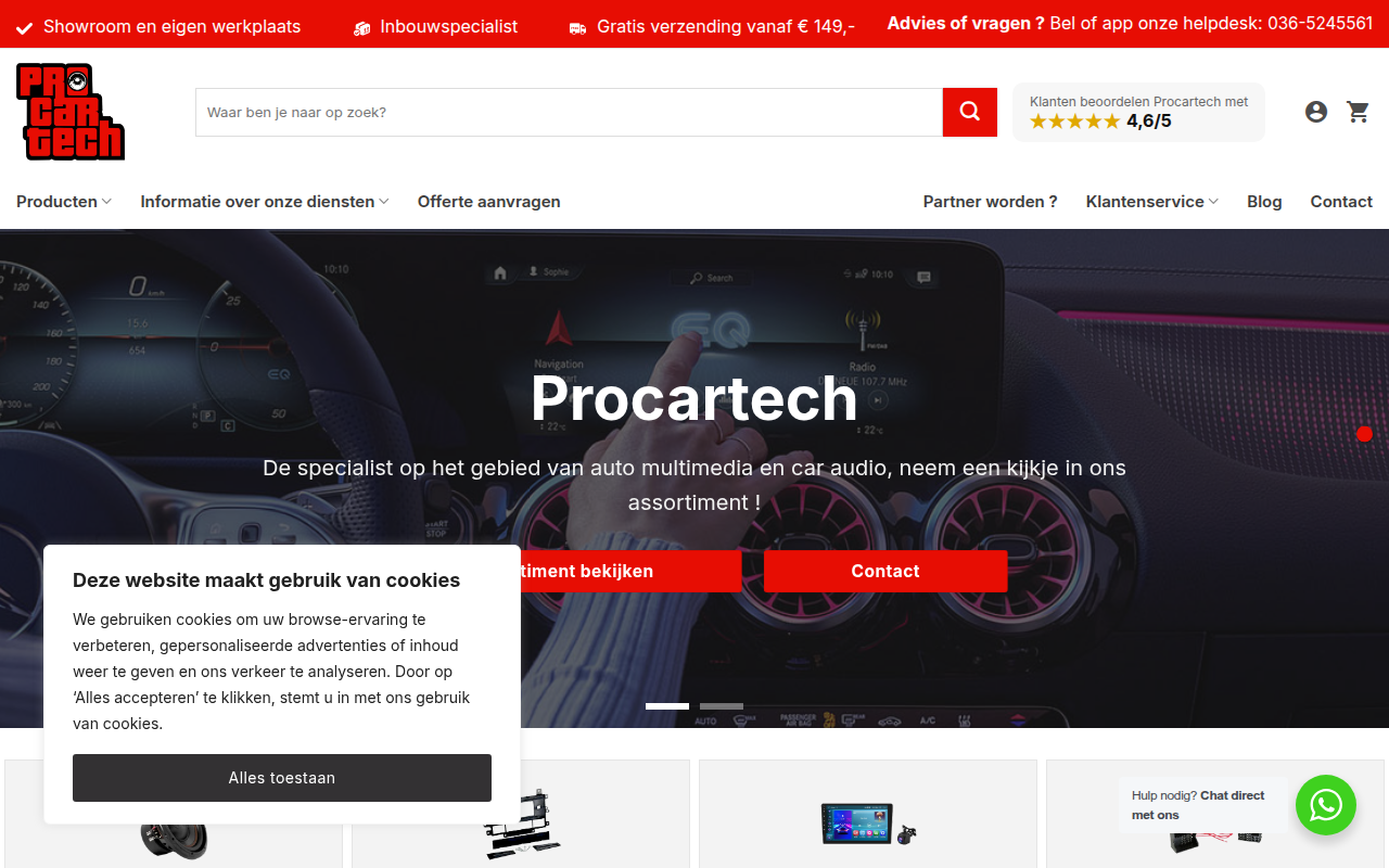 Screenshot van procartech.nl
