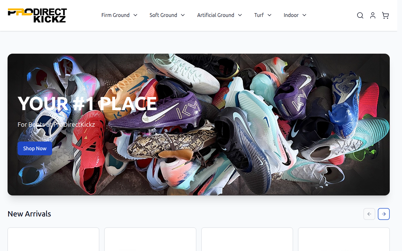 Screenshot van prodirectkickz.com