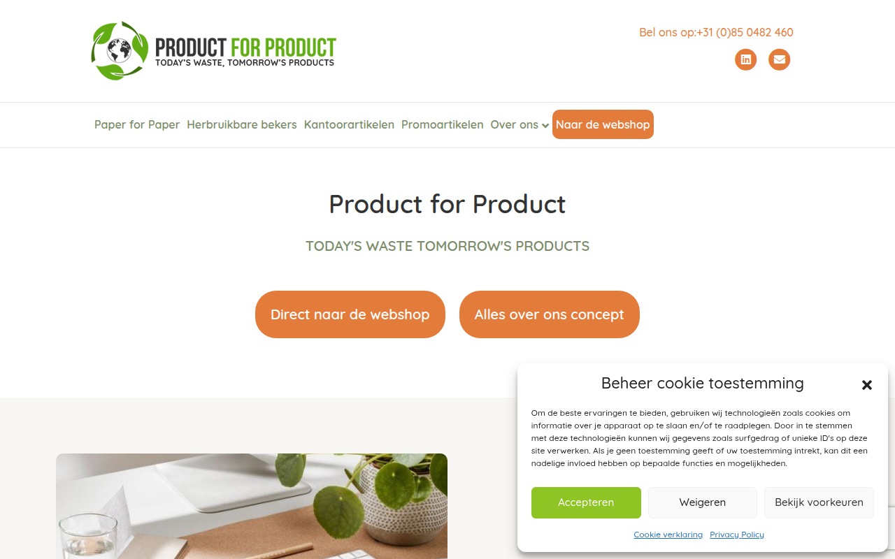 Screenshot van productforproduct.nl