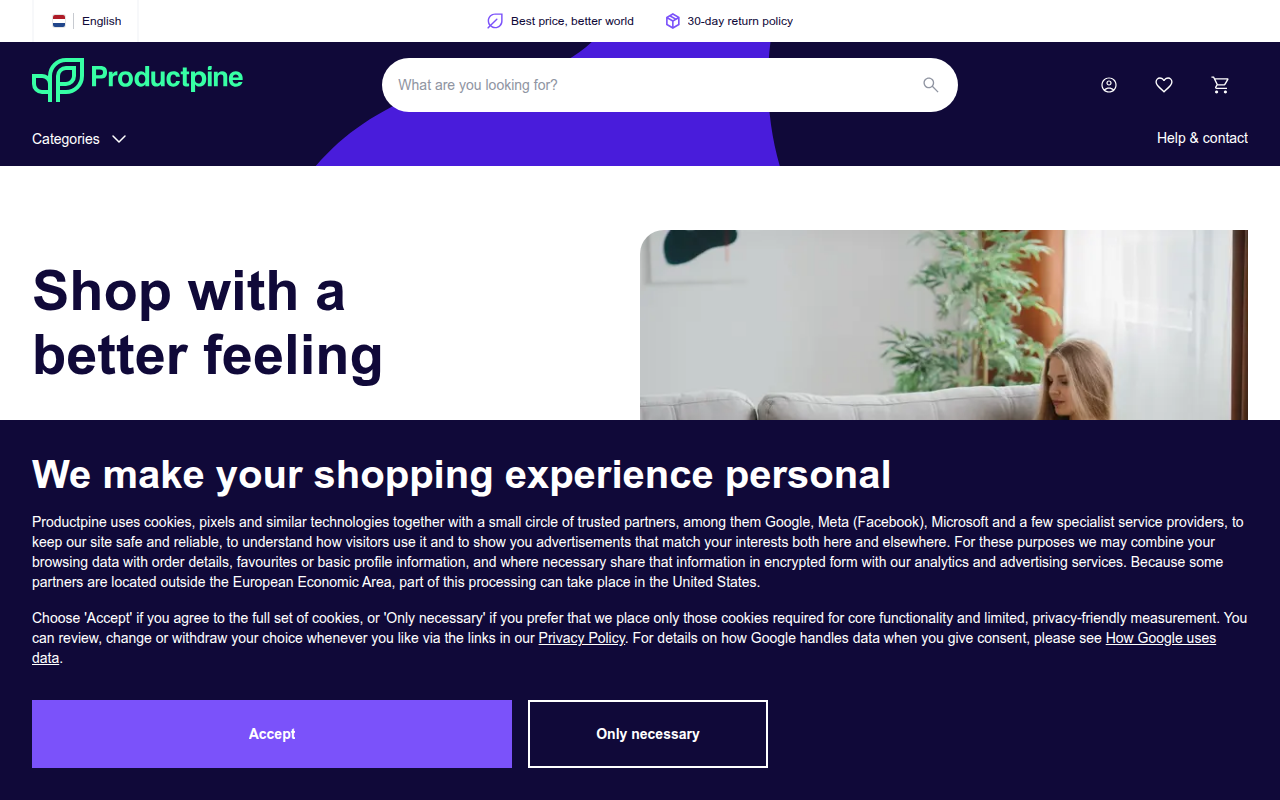 Screenshot van Productpine.com