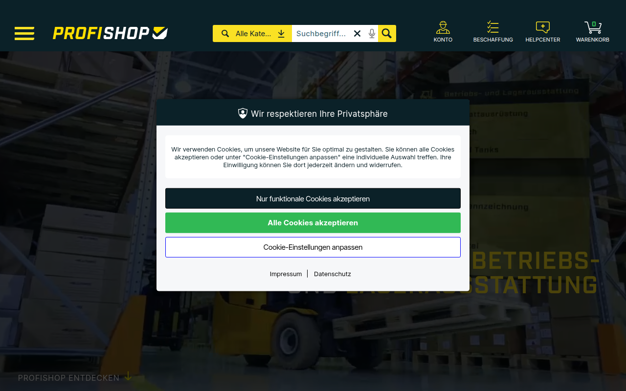Screenshot van profishop.de