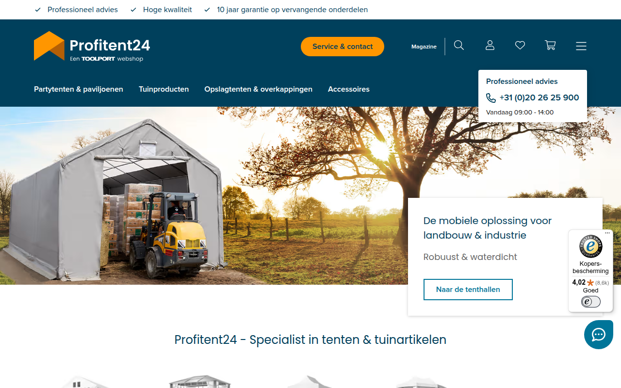 Screenshot van profitent24.nl