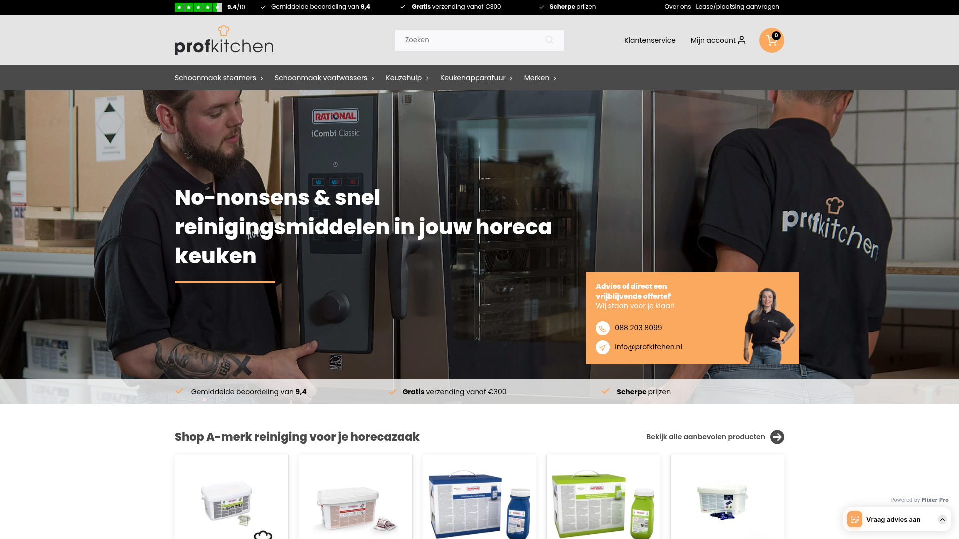 Screenshot van profkitchen.nl
