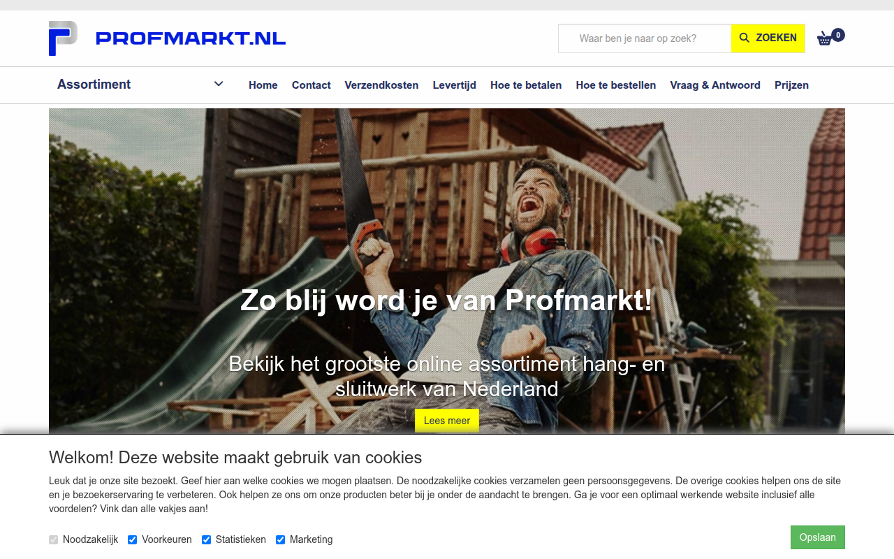 Screenshot van profmarkt.nl