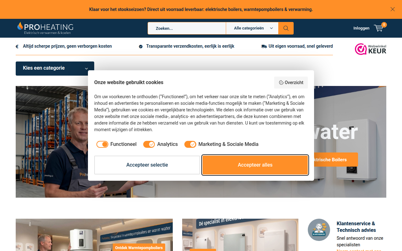 Screenshot van proheating.nl