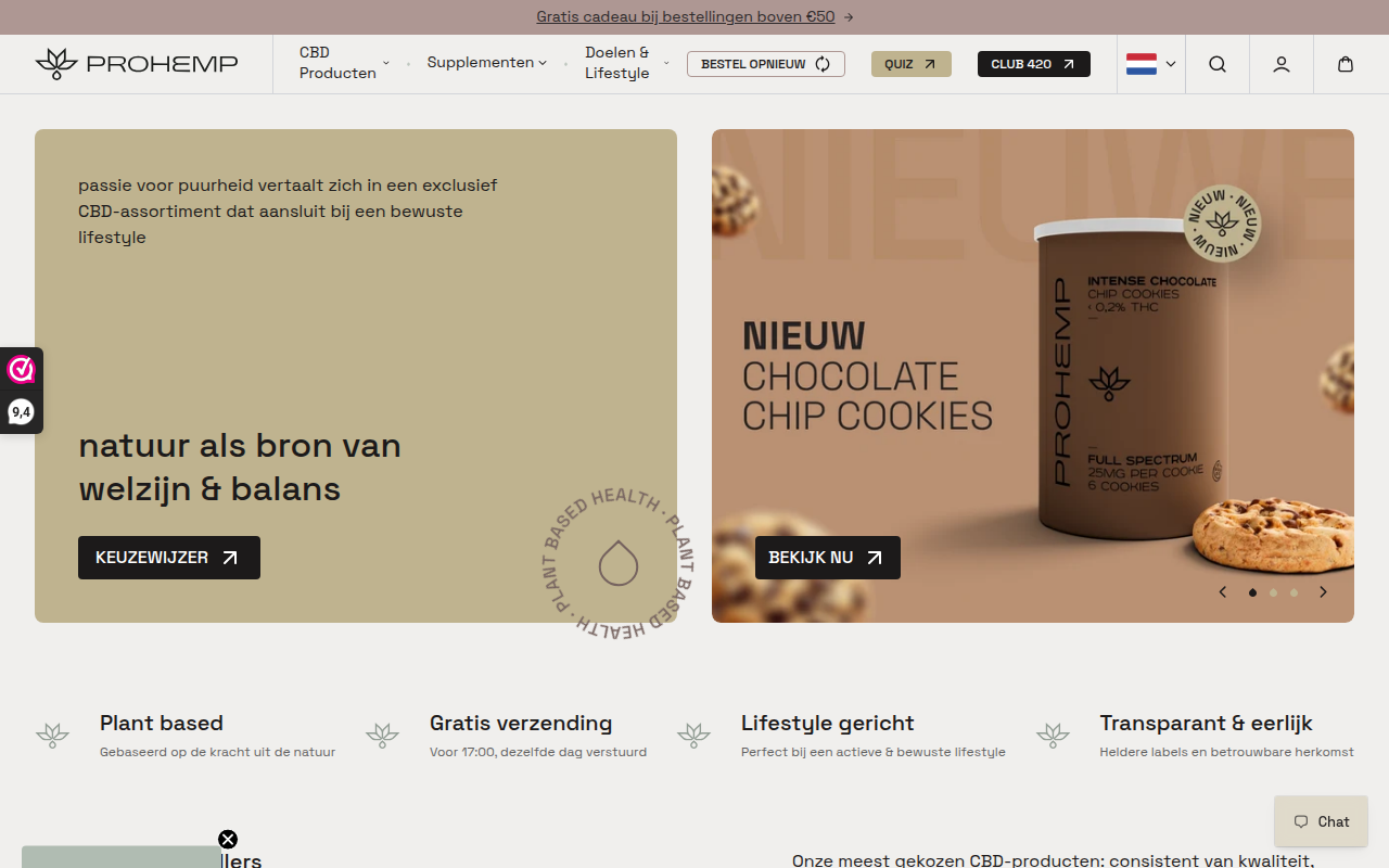 Screenshot van prohemp.nl