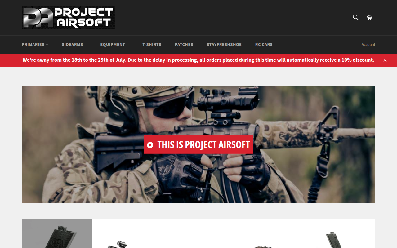 Screenshot van projectairsoft.co.uk