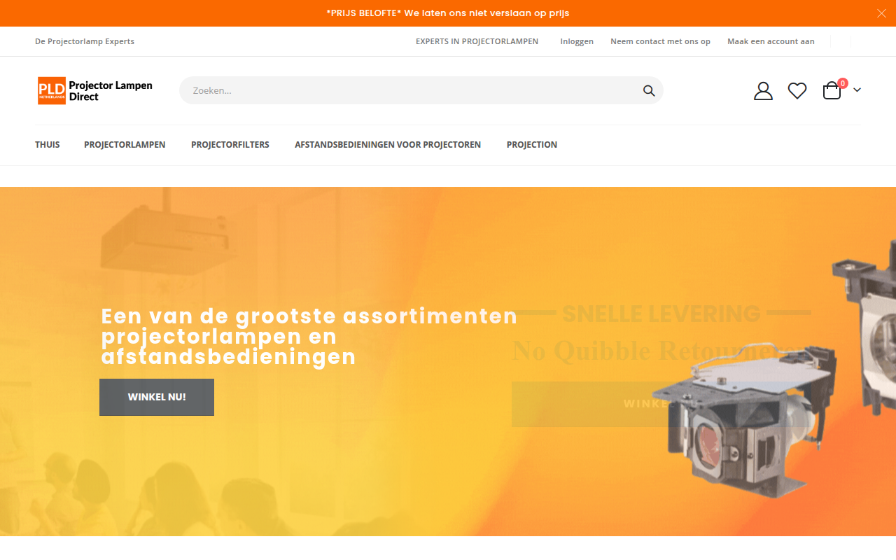 Screenshot van projectorlampendirect.nl