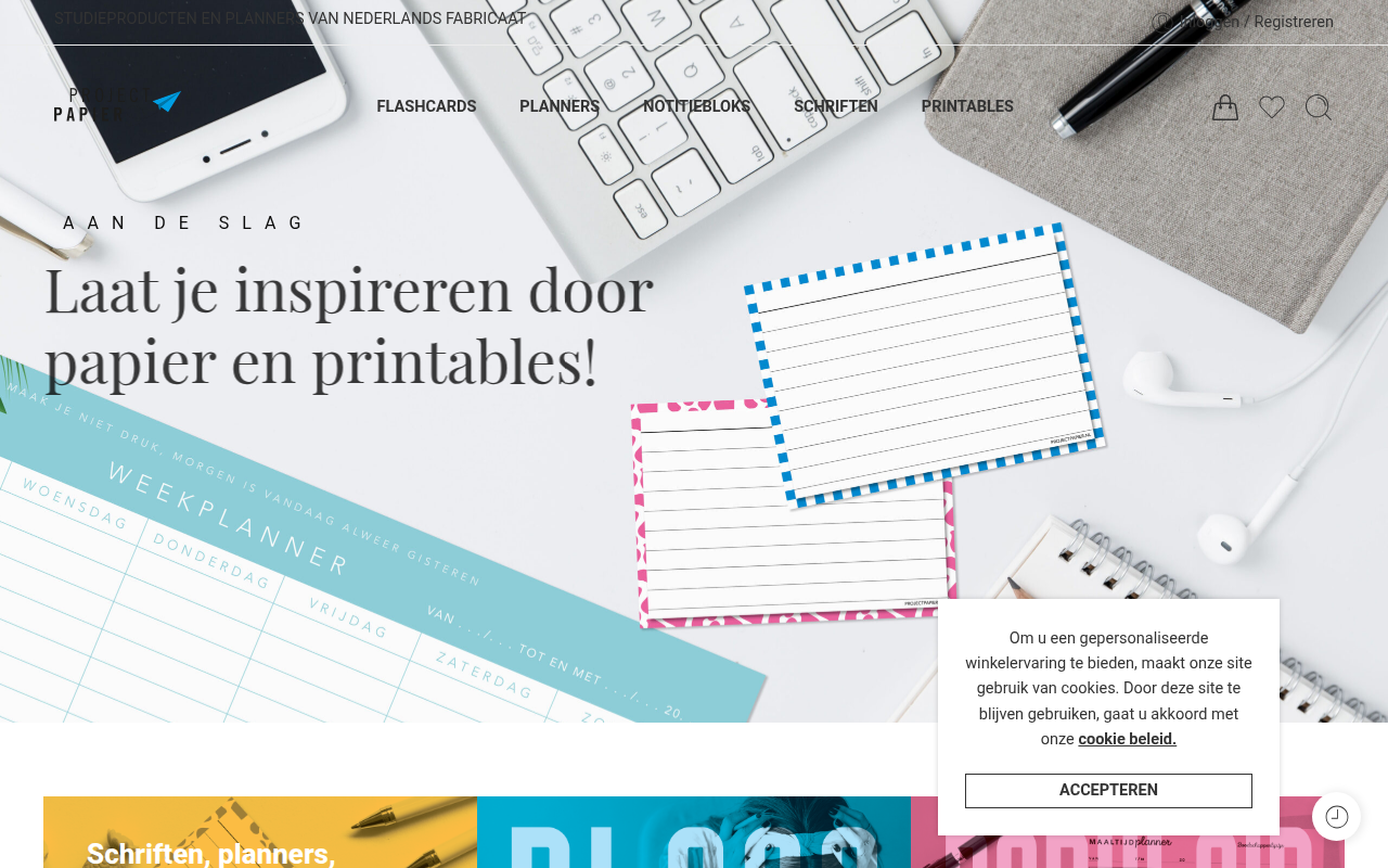 Screenshot van projectpapier.nl