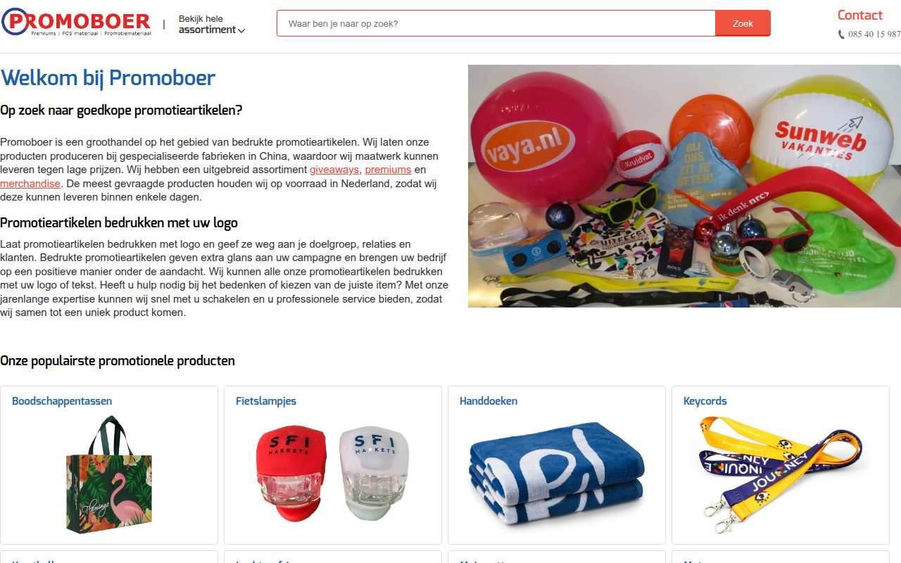 Screenshot van promoboer.nl