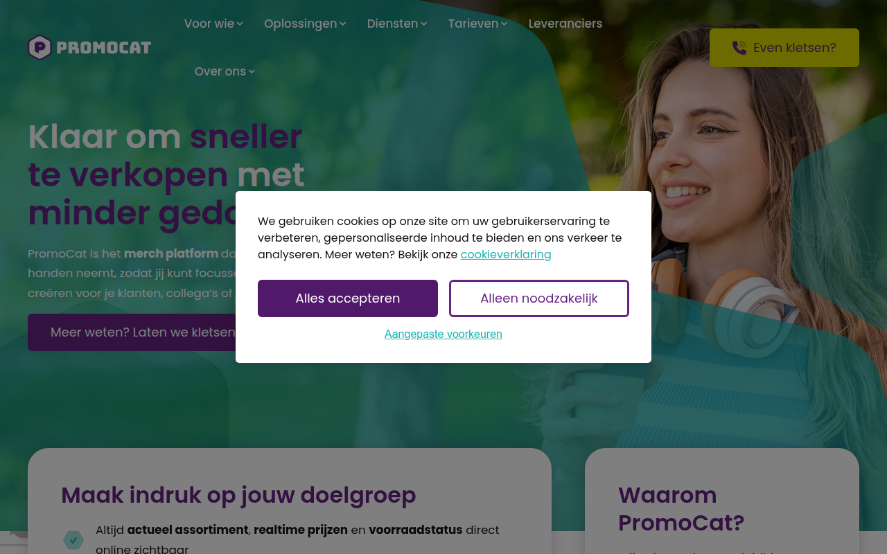 Screenshot van promocat.nl