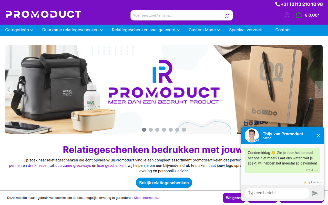 Screenshot van promoduct.nl