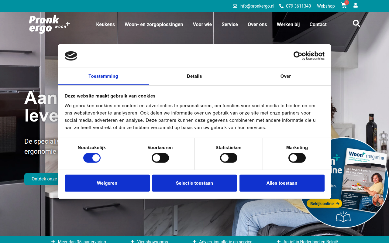 Screenshot van pronkergo.nl