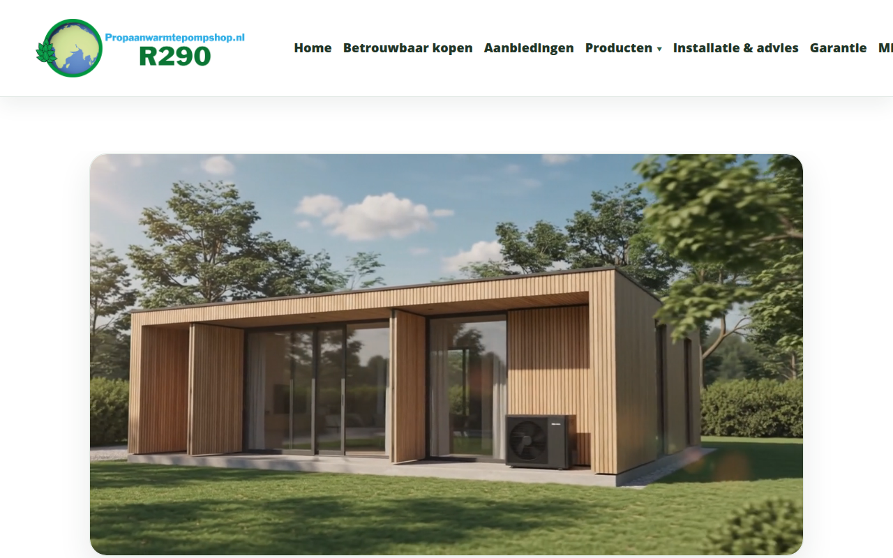 Screenshot van propaanwarmtepompshop.nl