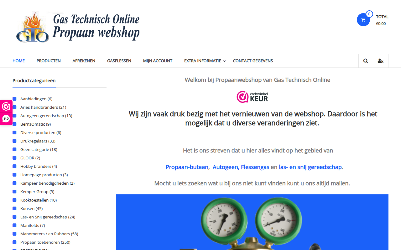 Screenshot van propaanwebshop.nl