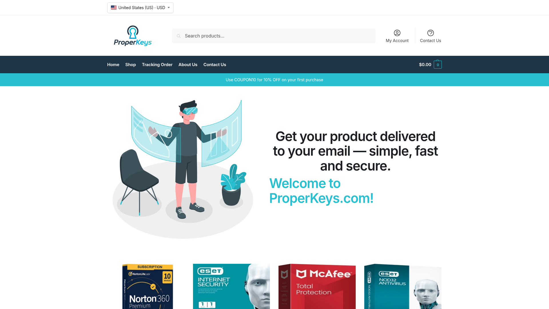 Screenshot van properkeys.com