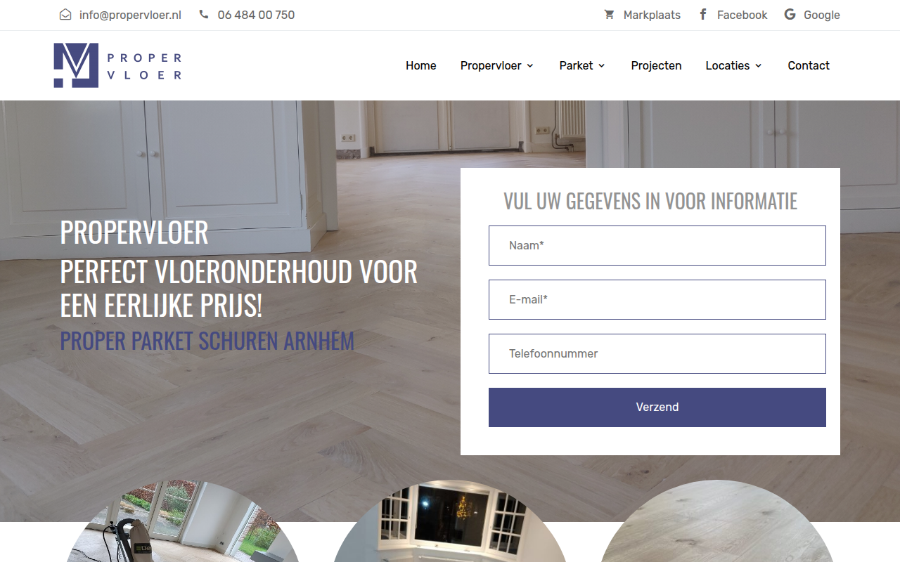 Screenshot van propervloer.nl