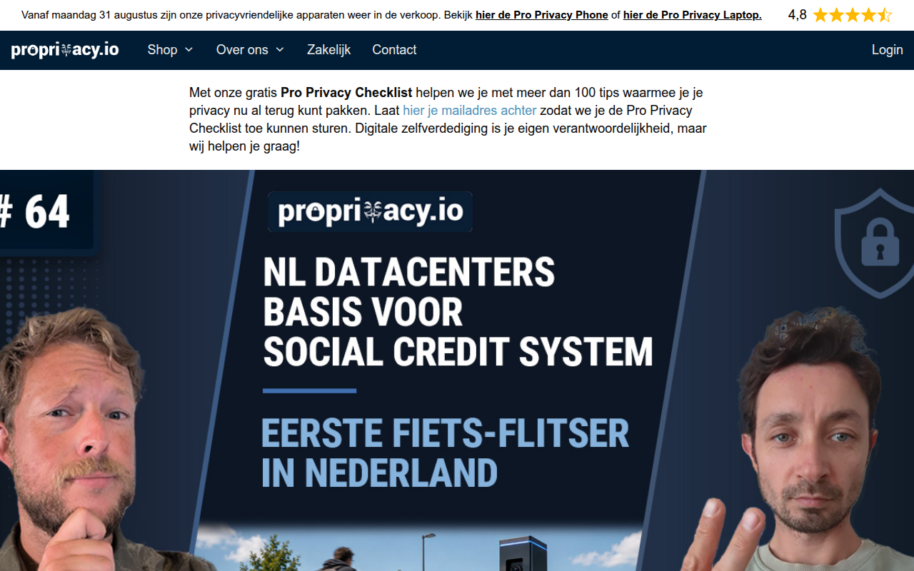 Screenshot van proprivacy.io