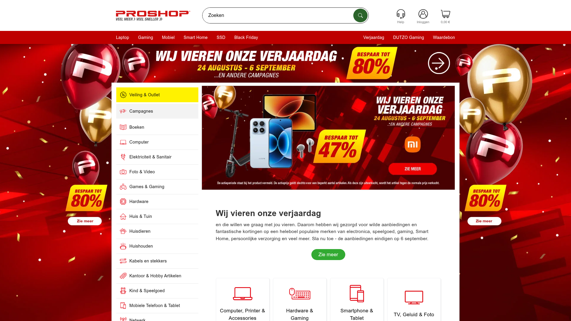 Screenshot van proshop.nl
