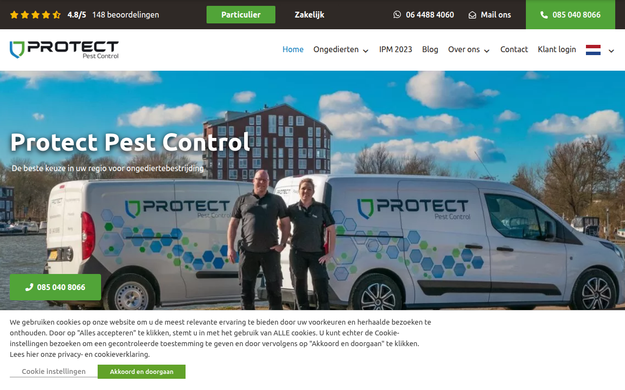 Screenshot van protectpestcontrol.nl