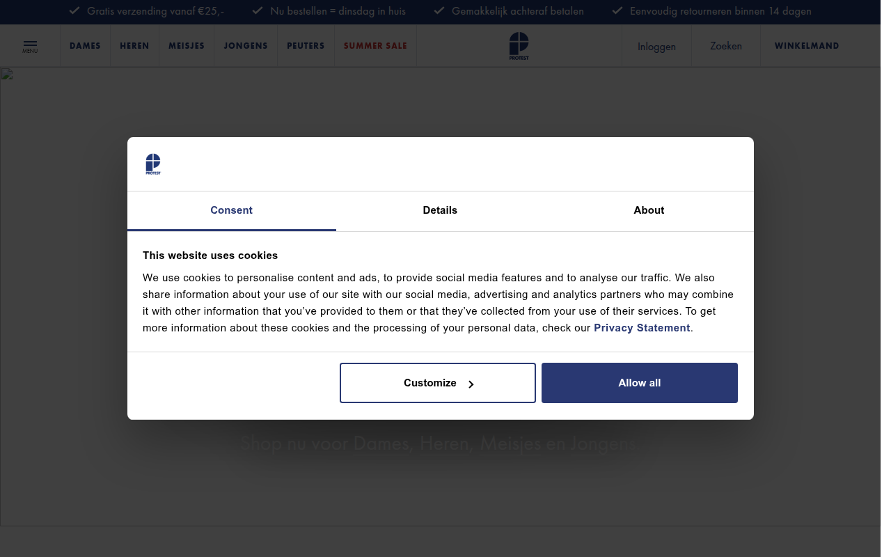 Screenshot van protest.eu