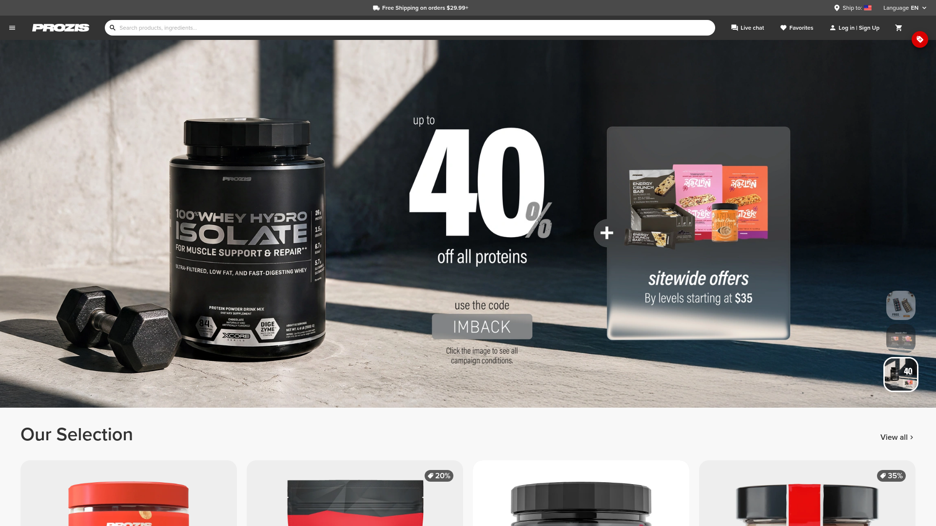 Screenshot van prozis.com
